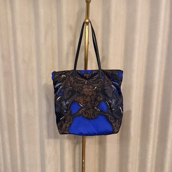 PRADA Tessuto Printed Nylon Shopper Indaco - Picture 1 of 7